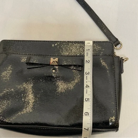 Kate Spade Hancock Park Angelina Crossbody Bag Black Shiny Leather - Picture 14 of 16